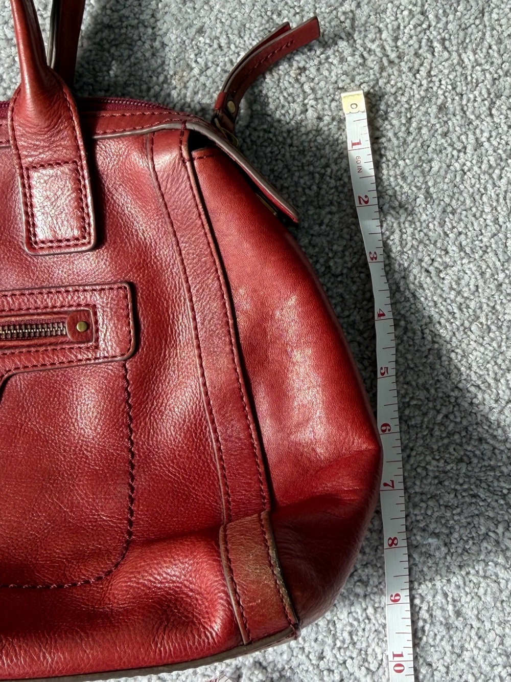 Fossil Red Leather Double-Handle Satchel - Picture 10 of 11